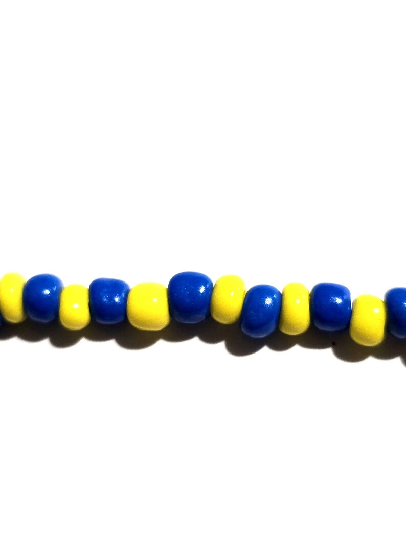 Adjustable Seed Bead Bracelets blue/yellow
