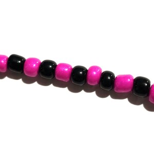 Adjustable Seed Bead Bracelets black/pink