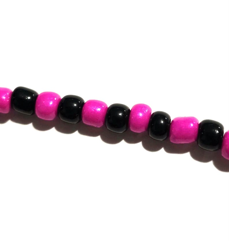 Adjustable Seed Bead Bracelets black/pink