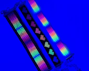 Pulseras de cuentas ajustables reactivas a la luz ultravioleta - Patrones de arcoíris {Cuentas luminosas Miyuki Delica}