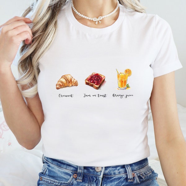 French Croissant Paris Style | Y2K 90s Tee | T-Shirt for Women/Unisex | Cute Aesthetic Trendy Top | Cotton | Gift for Her/Daughter/Friend