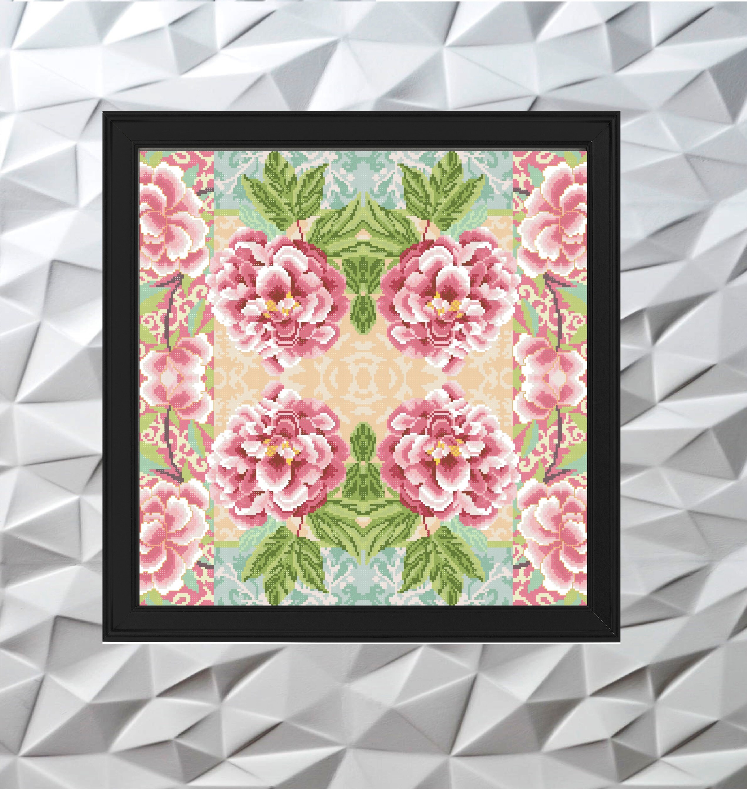 Flowers crossstitch pillow case embroidery country throw