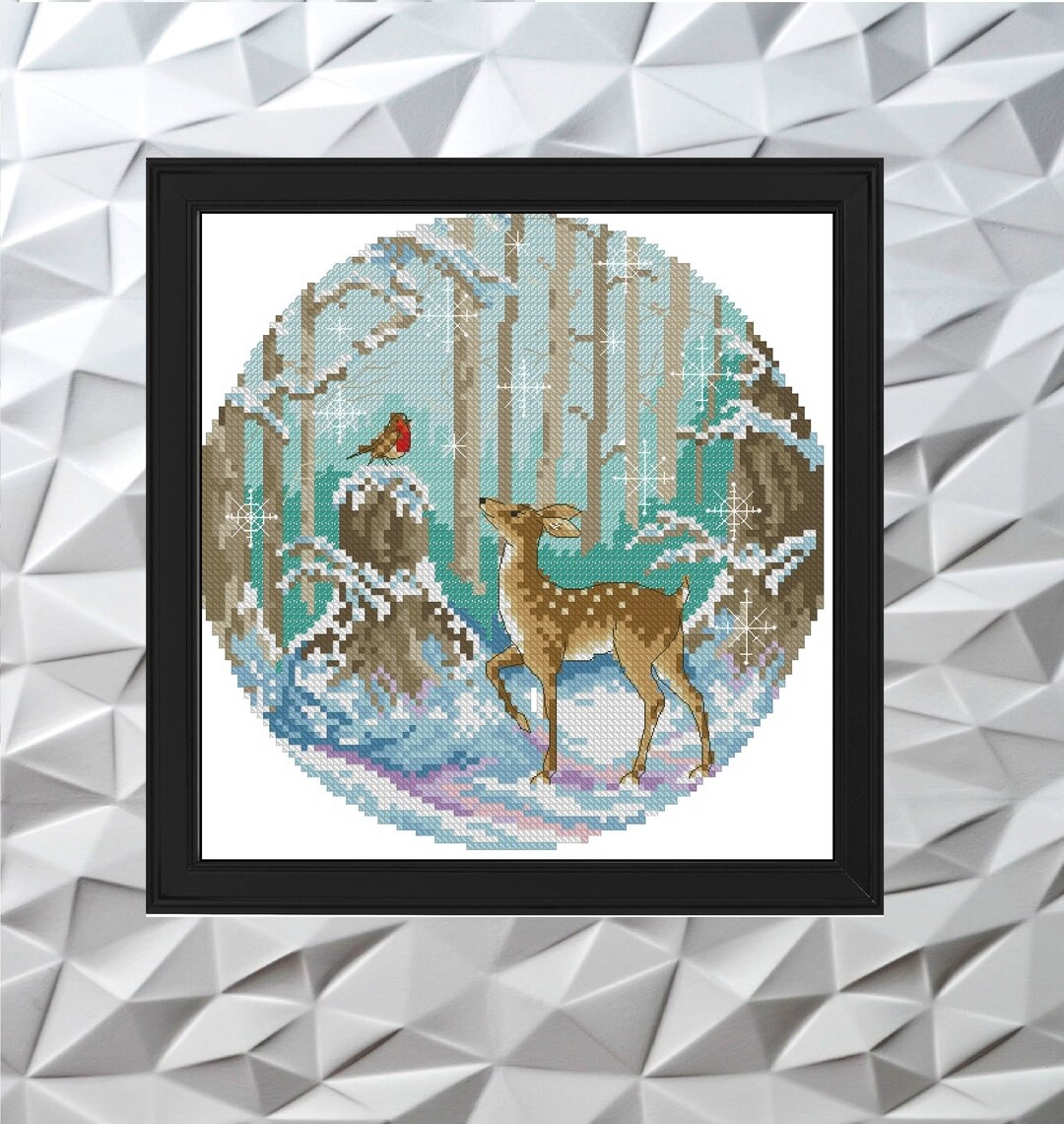 Christmas Deer Cross Stitch Pattern PDF, Wonder of Winter Wall Decor ...