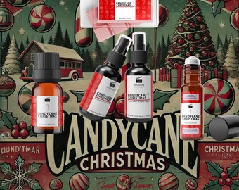 Aceite de fragancia navideña de bastón de caramelo - Aroma festivo de menta, aroma navideño para difusores y velas