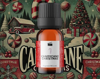 Aceite de fragancia navideña de bastón de caramelo - Aroma festivo de menta, aroma navideño para difusores y velas
