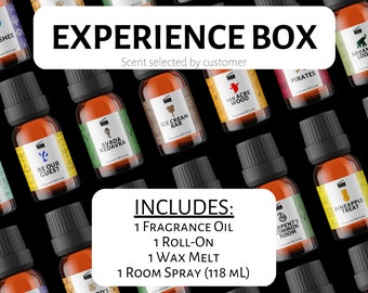 EXPERIENCE BOX - Fragrance Oil, Wax Melt, 4 oz Room Spray, Roll-On