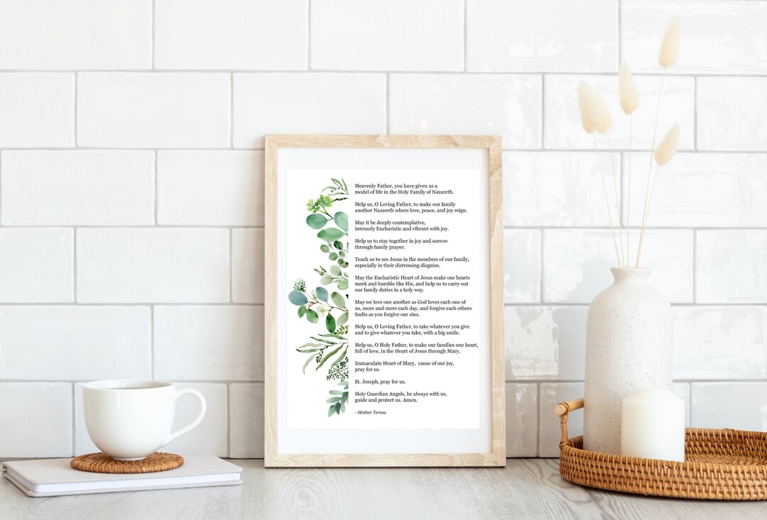 Mother Teresa Prayer for Families Catholic Prayer Print Catholic Home ...