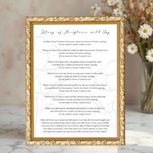 Litany of Acceptance with Joy, Surrender Prayer, Bl. Chiara Luce, 5x7 Catholic Print