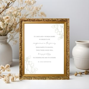 Impression de prière de mariage - cadeau de fiançailles catholique - impression de prière catholique - citation de saint - décoration d&#39;intérieur catholique - cadeau de mariage catholique