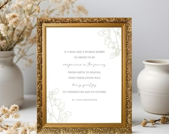 Marriage Prayer Print - Catholic Engagement Gift - Catholic Prayer Print - Saint Quote - Catholic Home Decor - Catholic Wedding Gift