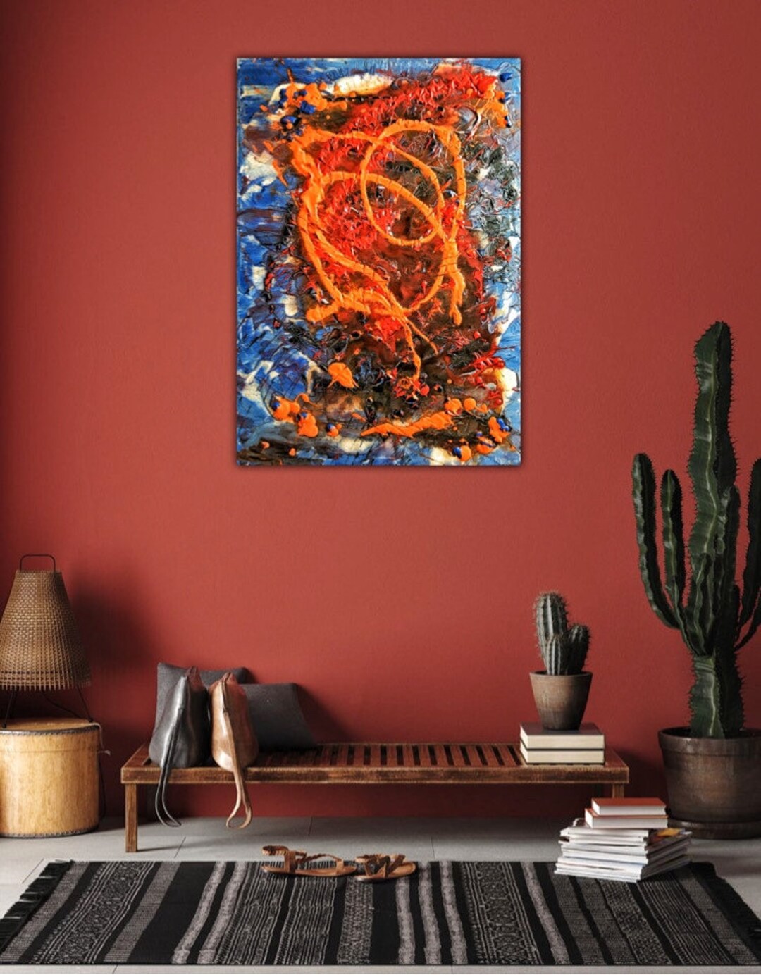 orange-und-blau-moderne-kunst-original-gem-lde-auf-leinwand-etsy-de
