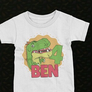 Personalised Kid&#39;s Birthday Dinosaur T-Shirt