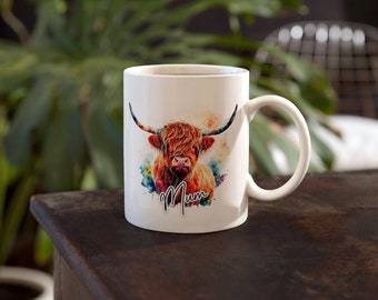 Caneca personalizada da vaca das montanhas, caneca personalizada fofa da vaca das montanhas