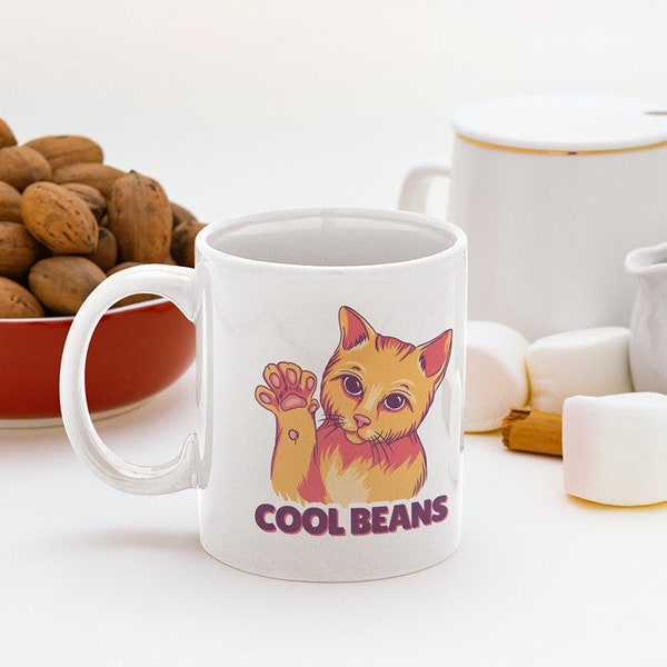 Cool Beans Cat Mug | Cute Ginger Cat Mug