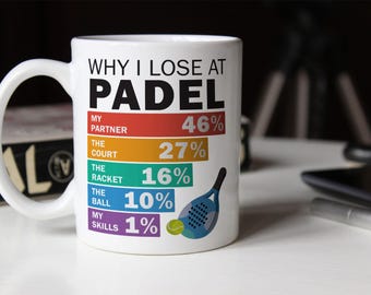 Taza con regalo divertido para pádel / Excusas para justificar mis derrotas al pádel