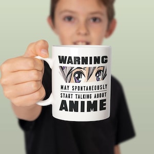 Warnung kann spontan über Anime-Tasse sprechen | Lustiges Otaku Geschenk | Anime Lover Geschenk | Kawaii Augen Design | Weeb Geschenk