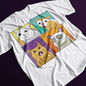 Funny Cat Meme Adult T-Shirt | Grumpy Cat | Surprised Cat | Cat Lover Gift Idea