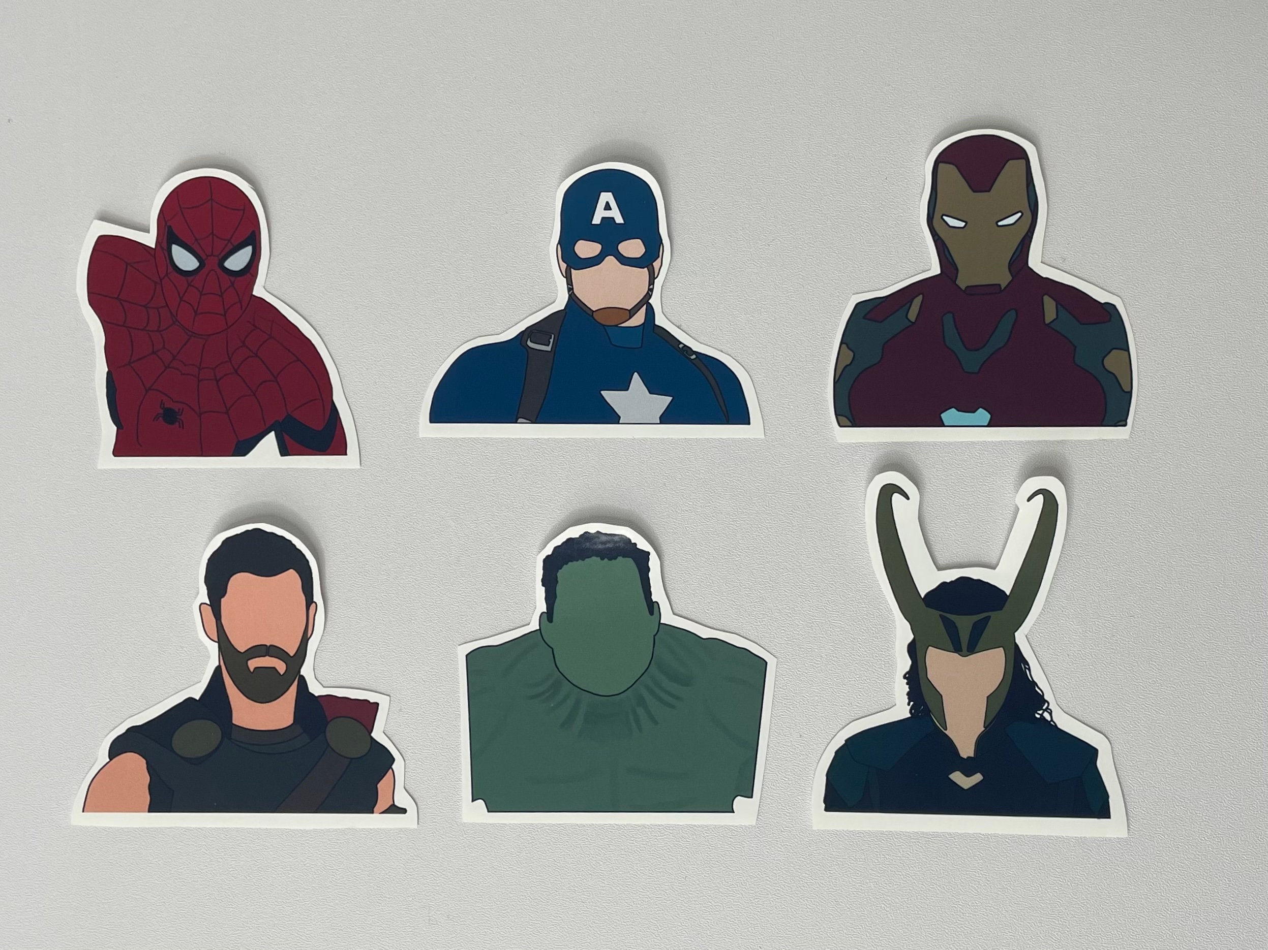 Marvel Avengers Glossy Vinyl Stickers SpiderMan Captain Etsy