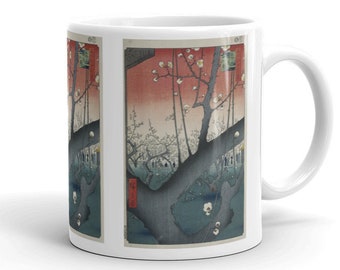 Hiroshige Art Mug, 'The Plum Garden at Kameido Shrine' Ideal Tea/Coffee Gift Mug