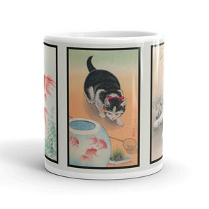 Ohara Koson Mug, Cats & Goldfish, Ideal Tea/Coffee Gift Mug