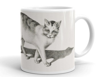 Art Mug, Domestic cat and three playful kittens by Gottfried Mind (1768-1814). Ideal Coffee/Tea Gift Mug