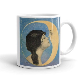 Art Mug ,Woman Kissing Moon Mug, Ideal Tea/Coffee Gift Mug