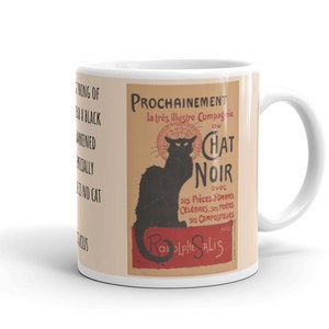Le Chat Noir Vintage Poster Mug with Black Cat Confucius Quote, A Unique Gift image 1