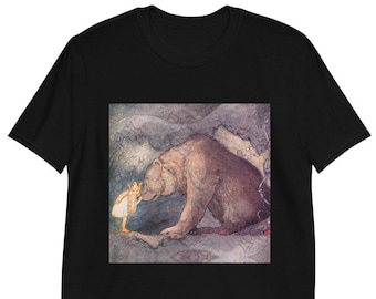 John Bauer, She kissed the bear on the nose. Unisex 100% Cotton T-Shirt