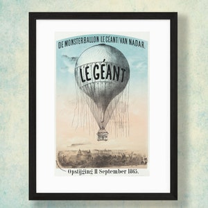 Ballon à air chaud géant, décor mural, affiche vintage