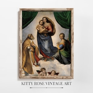 The Sistine Madonna by Raphael, Renaissance Wall Decor Instant Download