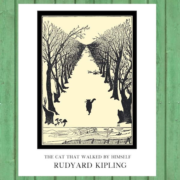 The Cat that Walked by Himself, Illustration by Rudyard Kipling 1902. Vintage Wall Decor Poster