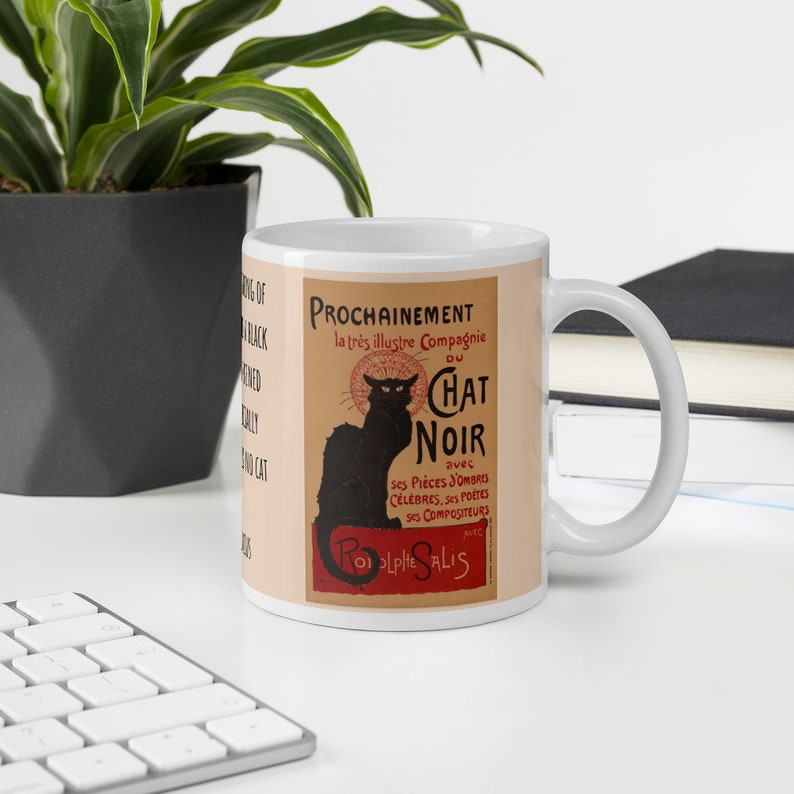 Le Chat Noir Vintage Poster Mug with Black Cat Confucius Quote, A Unique Gift image 6