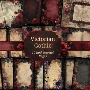 Victorian Gothic 10 Junk Journal Pages, Digital Download for Gothic Journals & Scrapbooks.
