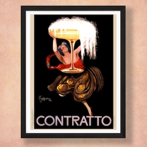 Contratto Aperitif Liqueur Wall Decor Vintage Poster, Art Print