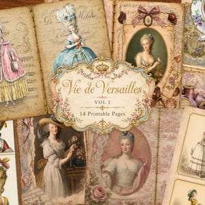 Vie de Versailles Vol I: Imprimibles de diario basura rococó estilo María Antonieta, Descarga digital