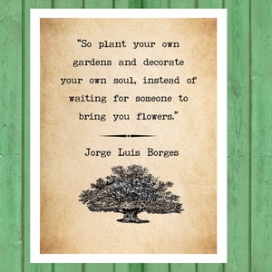 Jorge Luis Borges Citation jardin. vintage Wall Decor Print
