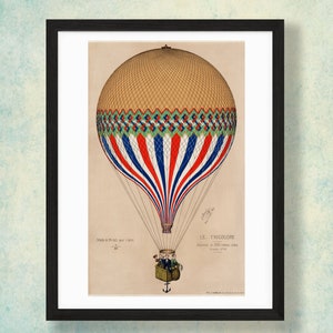 Décor de mur de ballon à air chaud, affiche de cru