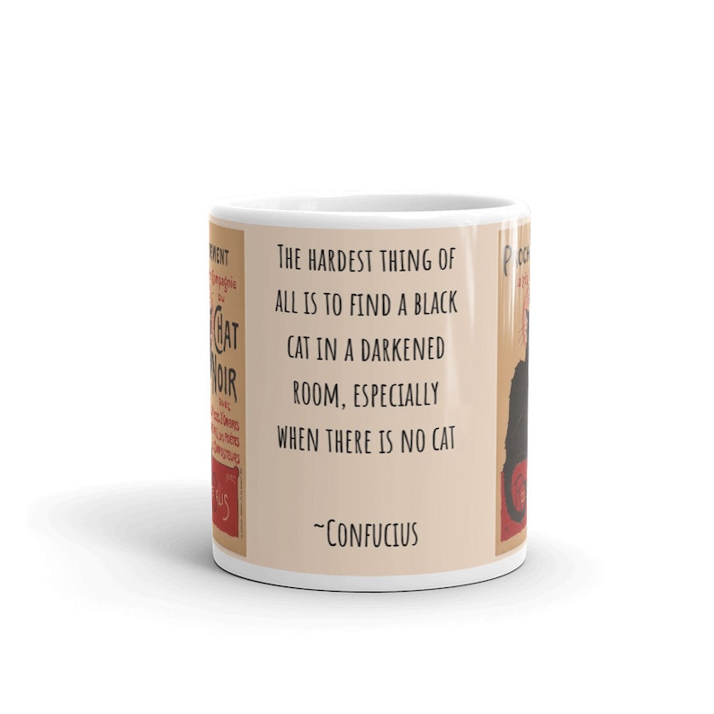 Le Chat Noir Vintage Poster Mug with Black Cat Confucius Quote, A Unique Gift image 2