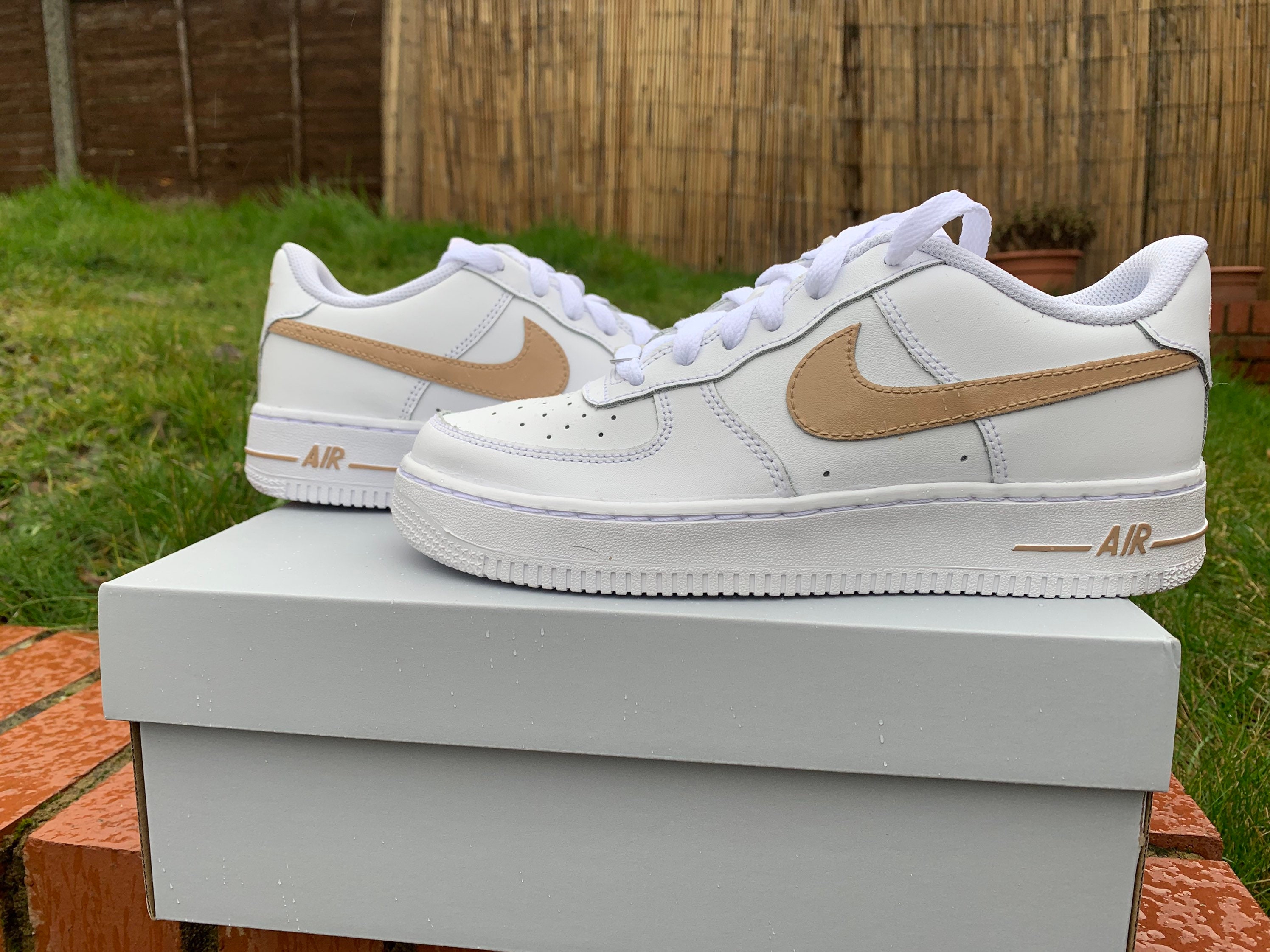 nike air force 1 mini swoosh beige
