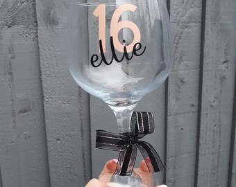 Birthday Sparkly Pink Decal Glass DIY Personalised Gintastic 16th 18th 21st etc