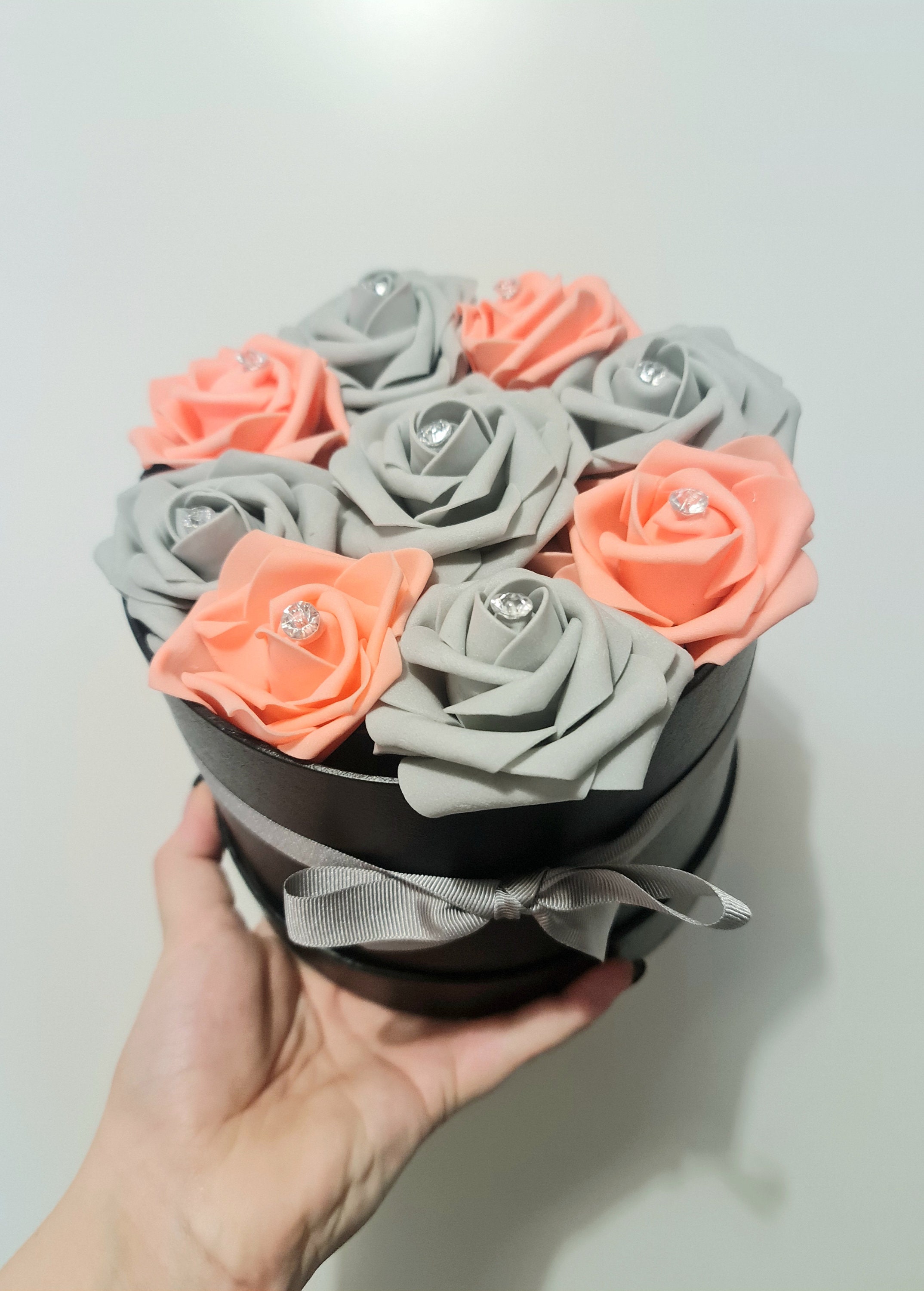 Artificial Flower Hat Box Rose Hatbox Hatbox Decor Etsy UK