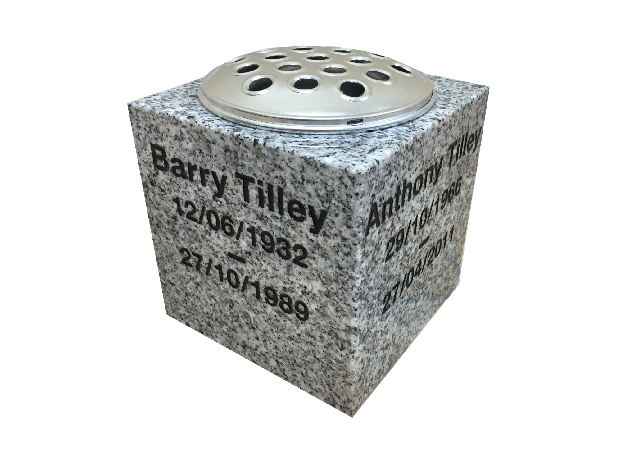 Bespoke Grey Granite Memorial Vase With Internal Flower Stem Etsy