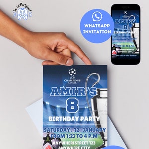 Digitale Fußball-Geburtstagseinladung | Personalisierte Fußball-Geburtstagseinladung | Fußball-Party-Einladung I Fußball-Einladung I Champions League