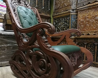 handmade wood carving rocking chair with gifts of your choice