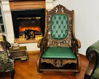 handmade wood carving rocking chair with gifts of your choice