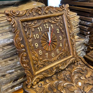 Wooden Handcarving Wall Clock,home decor,handmade Decorative wooden wall clock