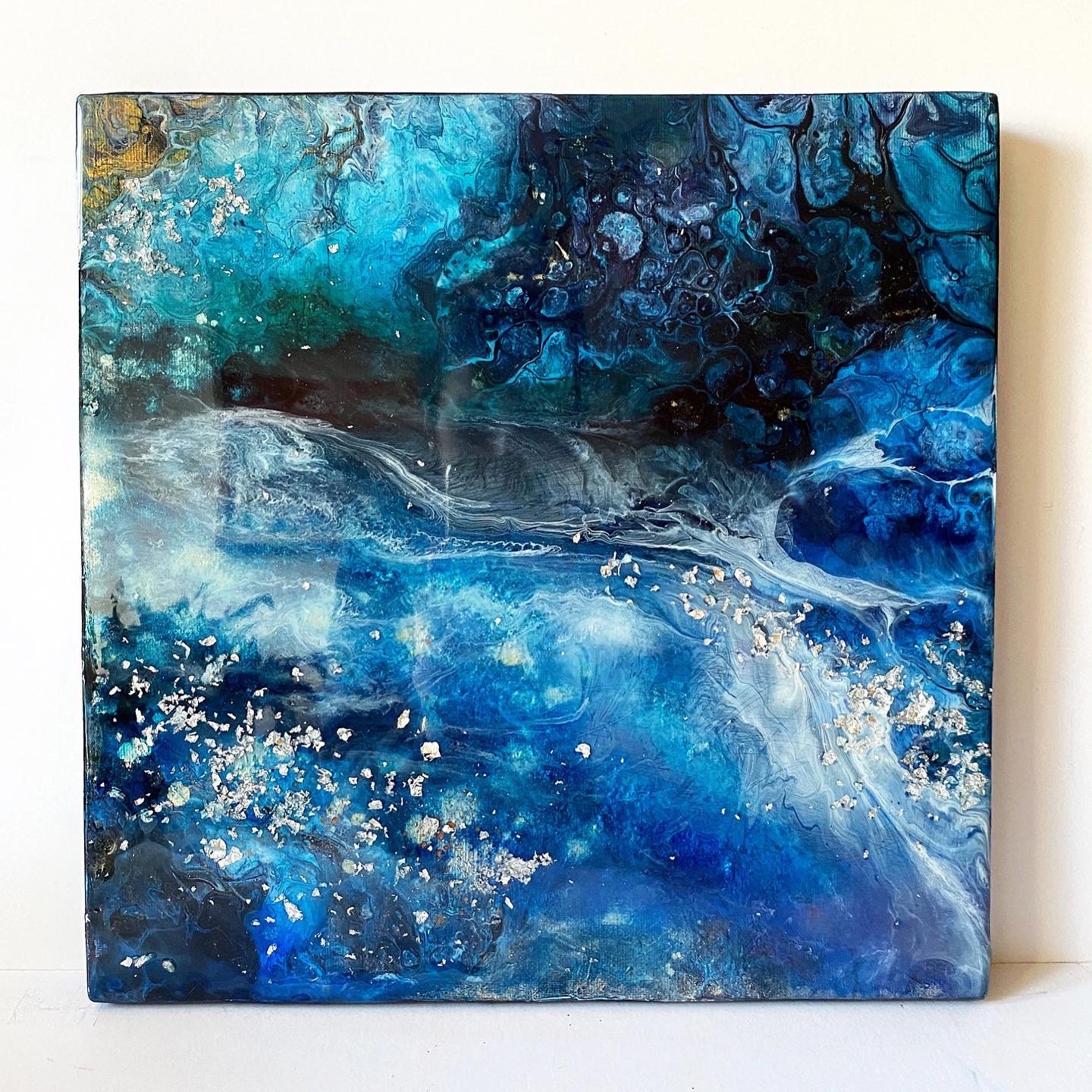 Framed Fluid Acrylic Painting Pour Art Modern Abstract Contemporary Cells  Resin Finish by Maria Brookes 990 X 675 Mm 39 X 26.5 Inches 