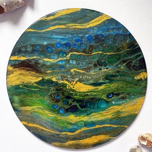 Earthblue Original Resin Circle Canvas Art 
