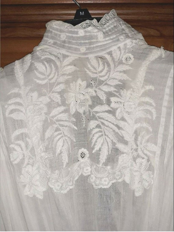 Antique Victorian Lawn Tea Dress Gown Cotton