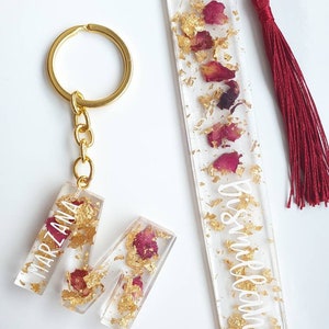 Personalised Resin Keyring And Bookmark